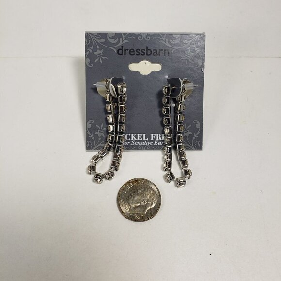 2/$30  Silver tone Crystal Design Drop Dangle Post Earrings - Women's Jewelry - Picture 6 of 7